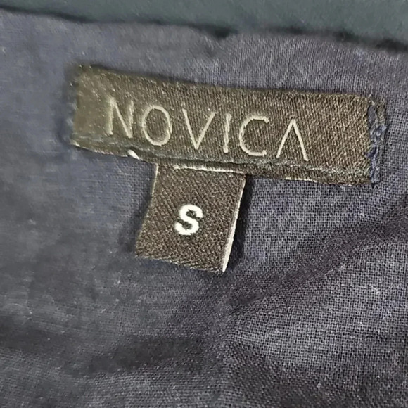 Novica Hand Embroidered Beads Semi-Sheer Dazzle Tunic Navy Size S - Picture 8 of 11